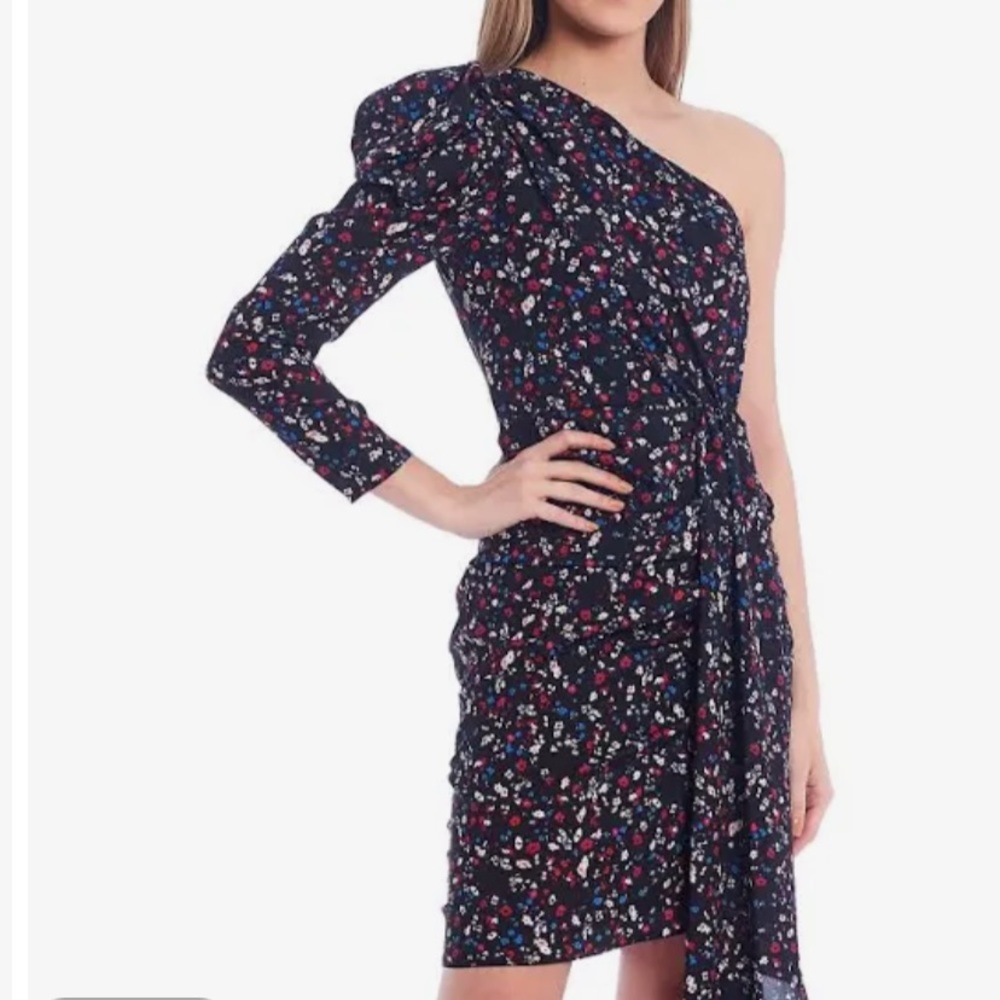 Aidan by Aidan Mattox Womens Floral One Shoulder Mini Dress